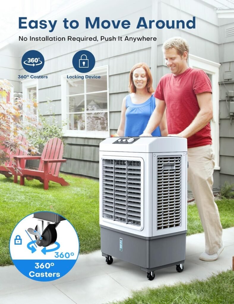 FANCOLE Evaporative Air Cooler, 2100 CFM Windowless Air Conditioner bundle with Mini Portable Air Conditioners