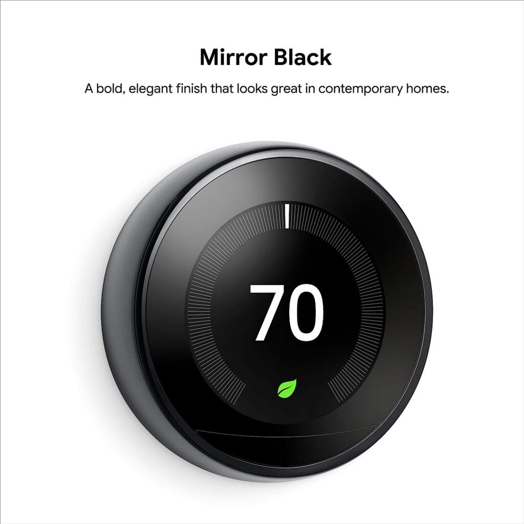 Google Nest Learning Thermostat - Smart  Programmable for Home - 3rd Generation - Works with Alexa - Mirror Black