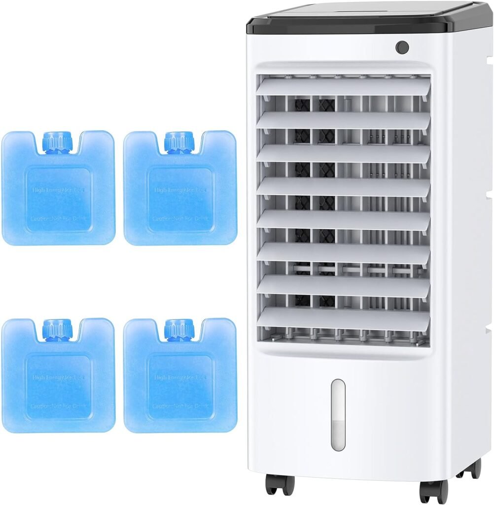 Evaporative Air Cooler, BALKO 3-IN-1 Windowless Portable Air Conditioner  BALKO Ice Packs for Cooler, 4 Packs
