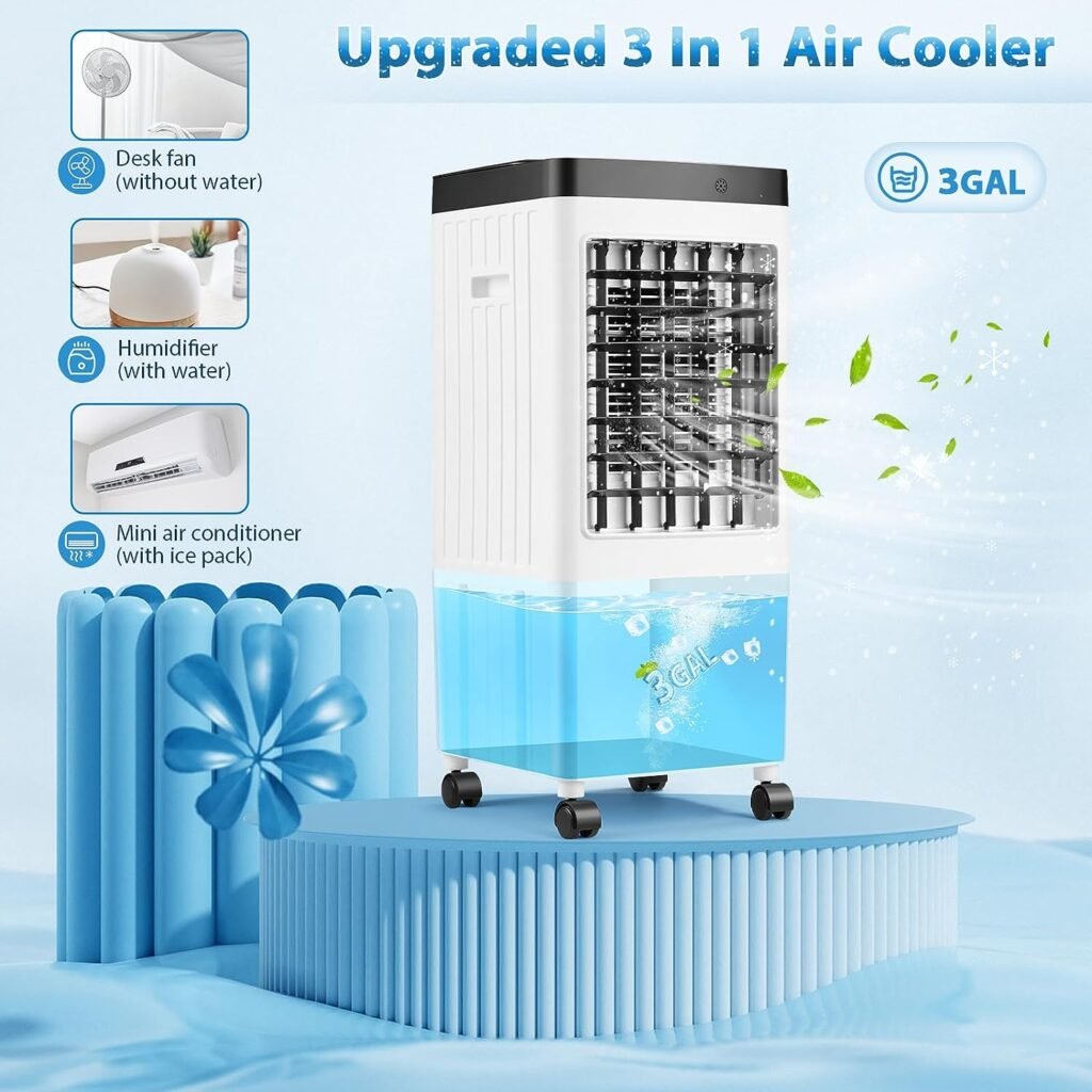 Joyoolife 24.2Inch Portable Air Conditioner, Evaporative Air Cooler, Portable AC for Room, Ductless No Window Air Conditioner with 3 Gallon Tank, 3 Speeds, 7H Timer, 90°Oscillation - 2 Packs