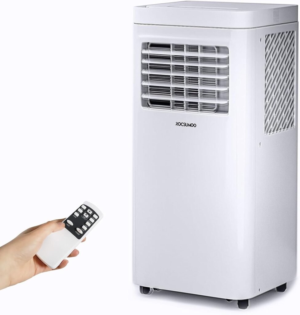 Portable Air Conditioners,ROCSUMOO 3-in-1 8000BTU Portable AC Unit with Fan  Dehumidifier Cools, Energy Saving Portable AC with ECO Mode, 24H Timer, Remote Control Window Kit
