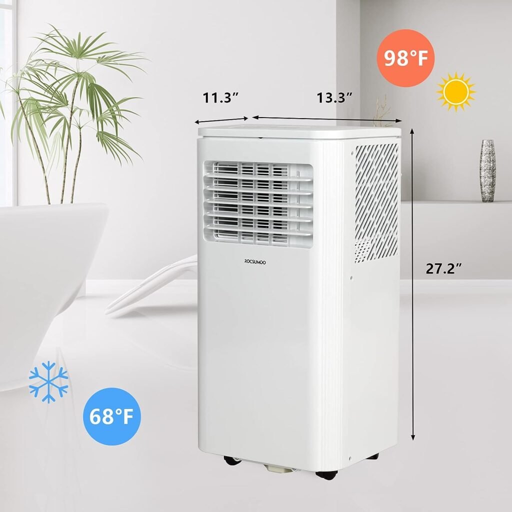 Portable Air Conditioners,ROCSUMOO 3-in-1 8000BTU Portable AC Unit with Fan  Dehumidifier Cools, Energy Saving Portable AC with ECO Mode, 24H Timer, Remote Control Window Kit
